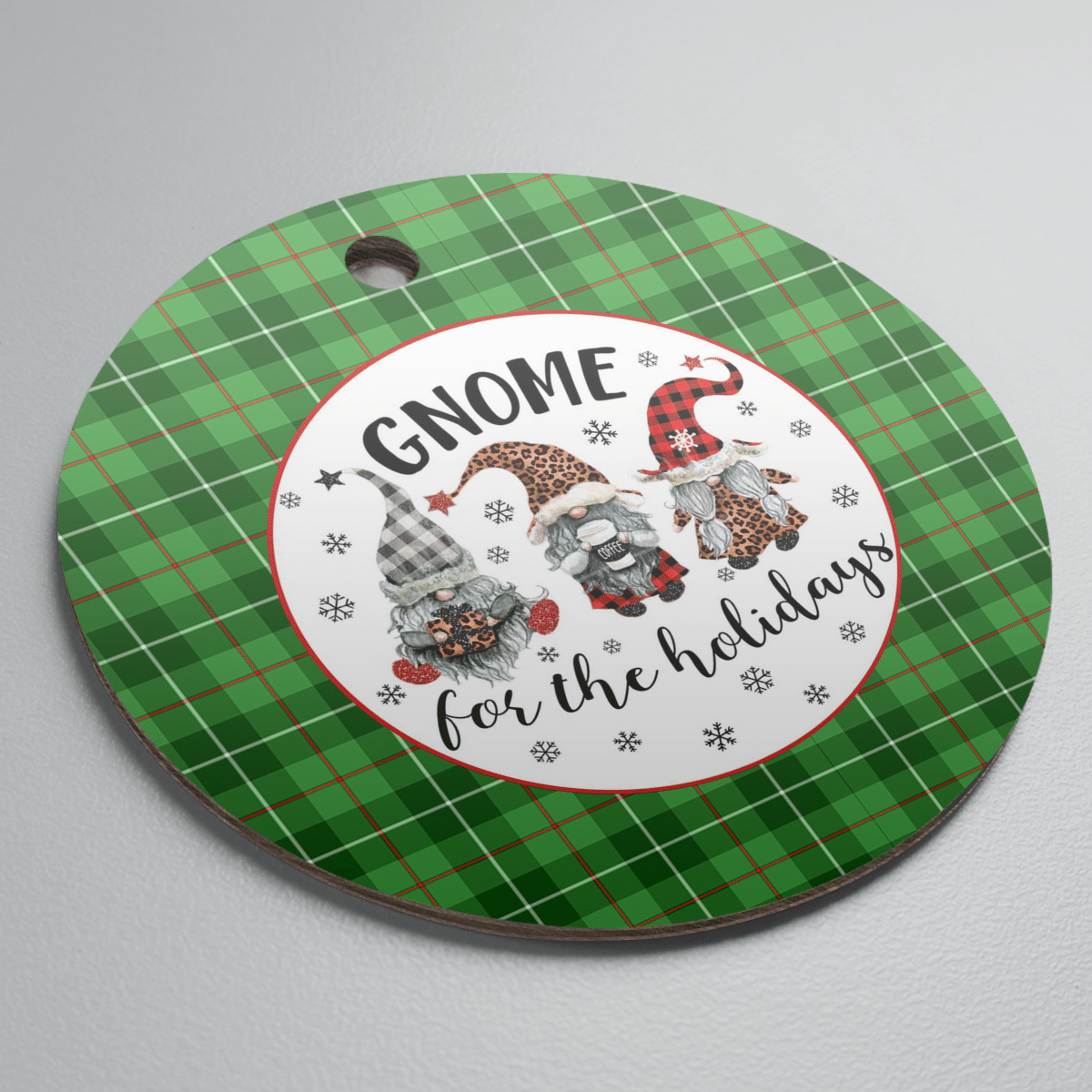 Clan Blane 1 Tartan Gnome Round Ceramic Ornament WU76 Blane 1 Tartan Tartan Christmas   