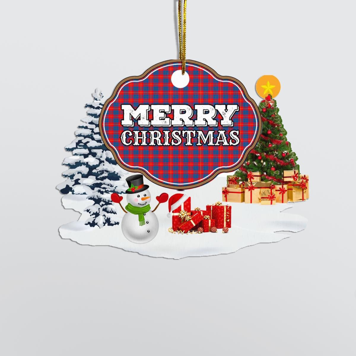 Clan Blane 2 "Merry Christmas" Tartan Acrylic Ornament QI29 Blane 2 Tartan Tartan Christmas   