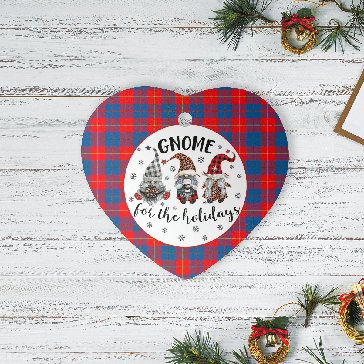 Clan Blane 2 Tartan Gnome Heart Ceramic Ornament NH79 Blane 2 Tartan Gnome Tartan Christmas   