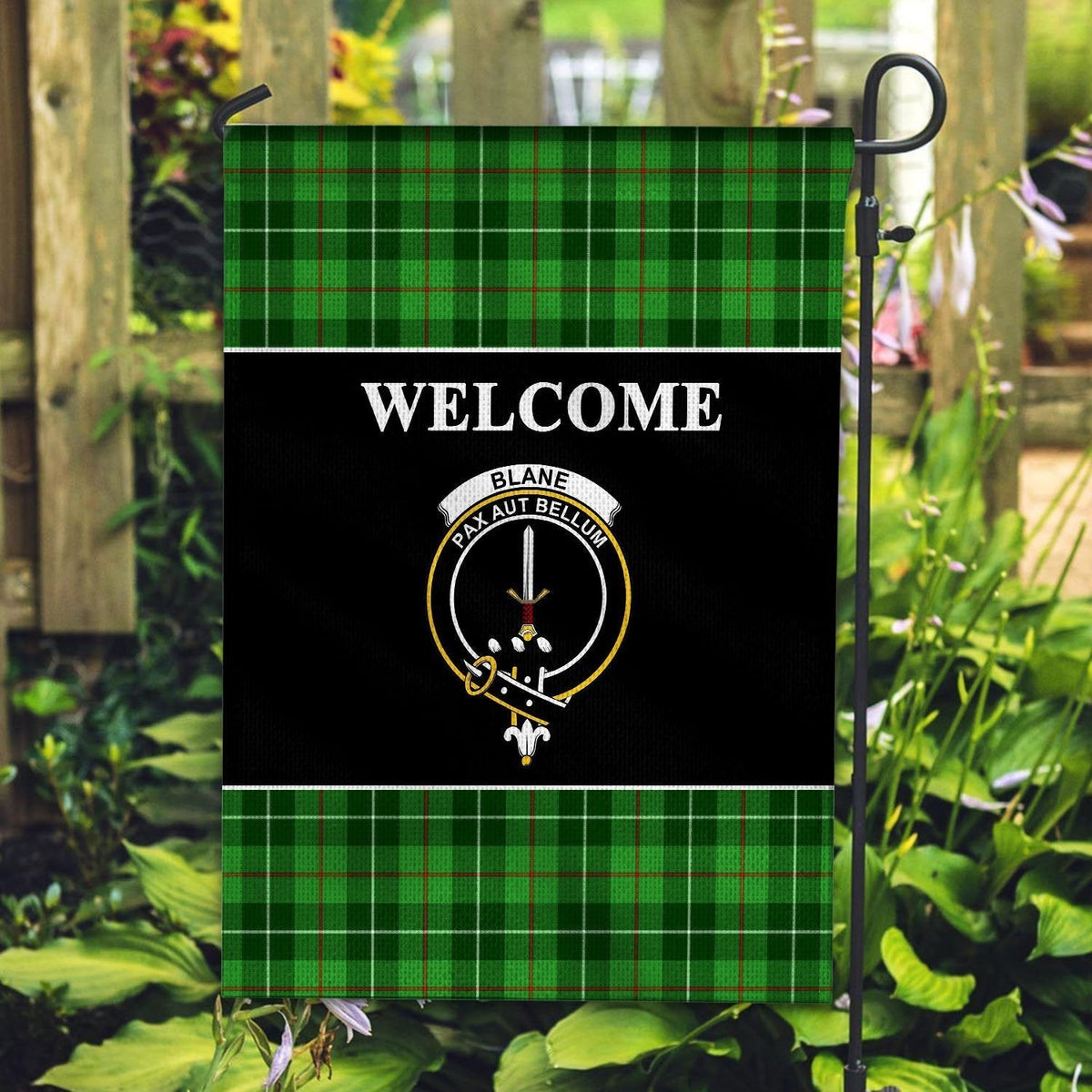 Clan Blane Tartan Crest Black Garden Flag IA84 Clan Blane Tartan Today   