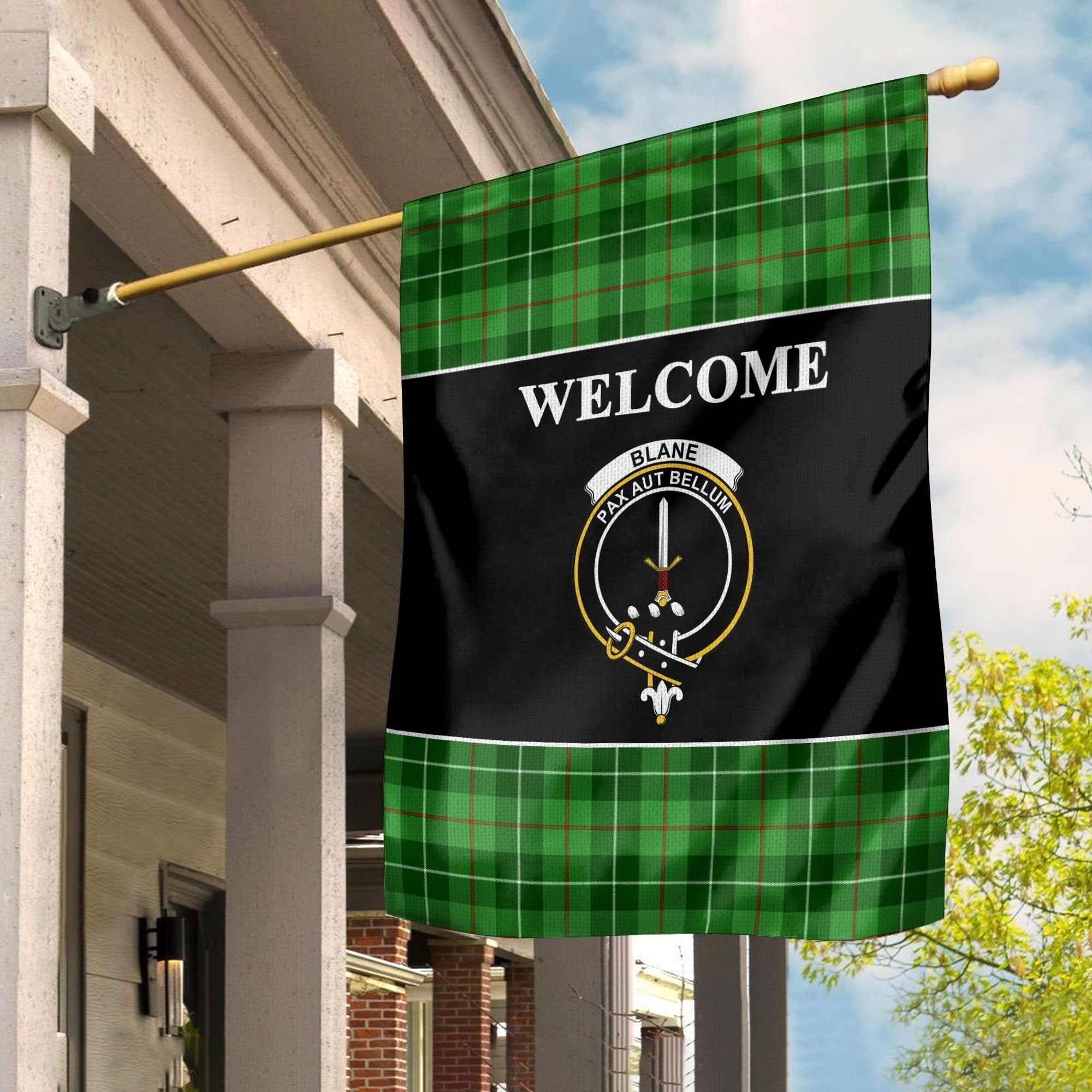 Clan Blane Tartan Crest Black Garden Flag IA84 Clan Blane Tartan Today   