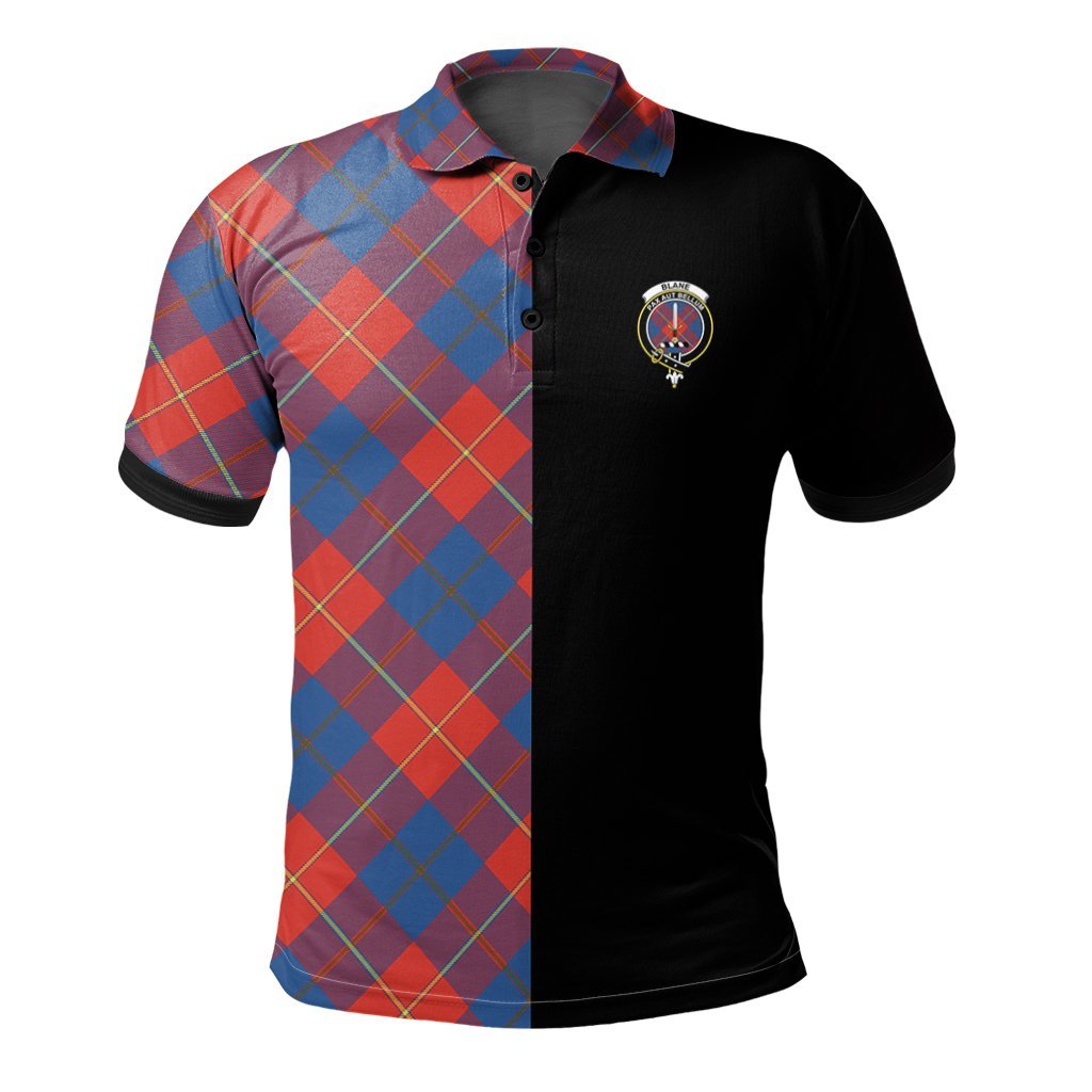 Clan Blane Tartan Polo Shirt Half of Me - Cross Style WI85 Blane Tartan Tartan Polo   