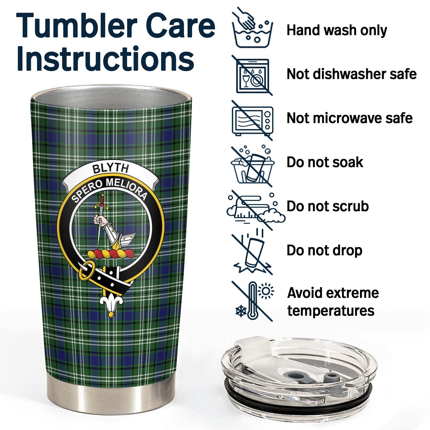 Clan Blyth Tartan Crest Tumbler TG47 Clan Blyth Tartan Today   