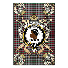 Clan Borthwick Ancient Tartan Crest Black Garden Flag  - Gold Thistle  OW30 Clan Borthwick (Borthwick Tartan) Tartan Today   