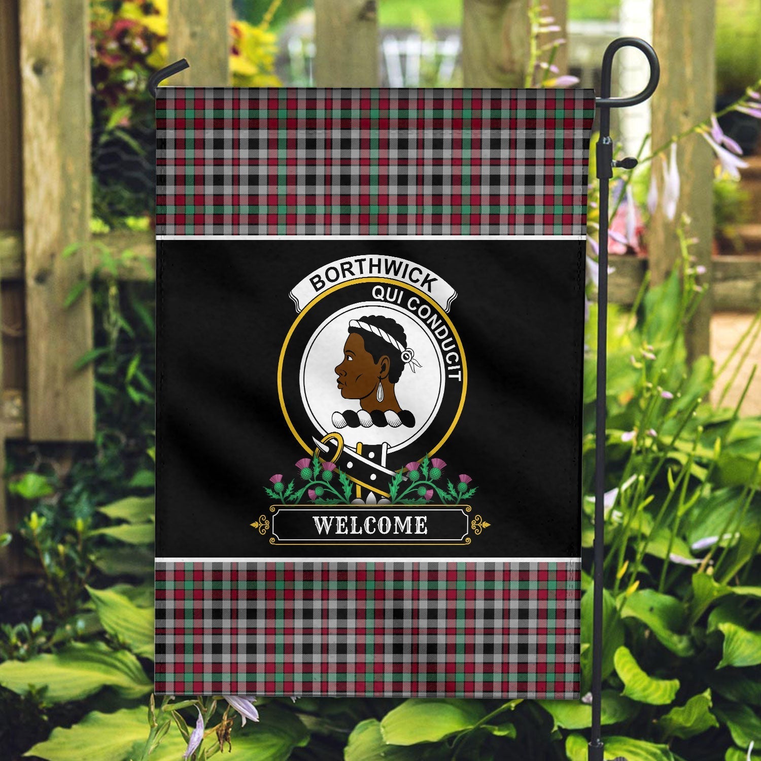 Clan Borthwick Ancient Tartan Crest Garden Flag  - Welcome  UP59 Clan Borthwick (Borthwick Tartan) Tartan Today   