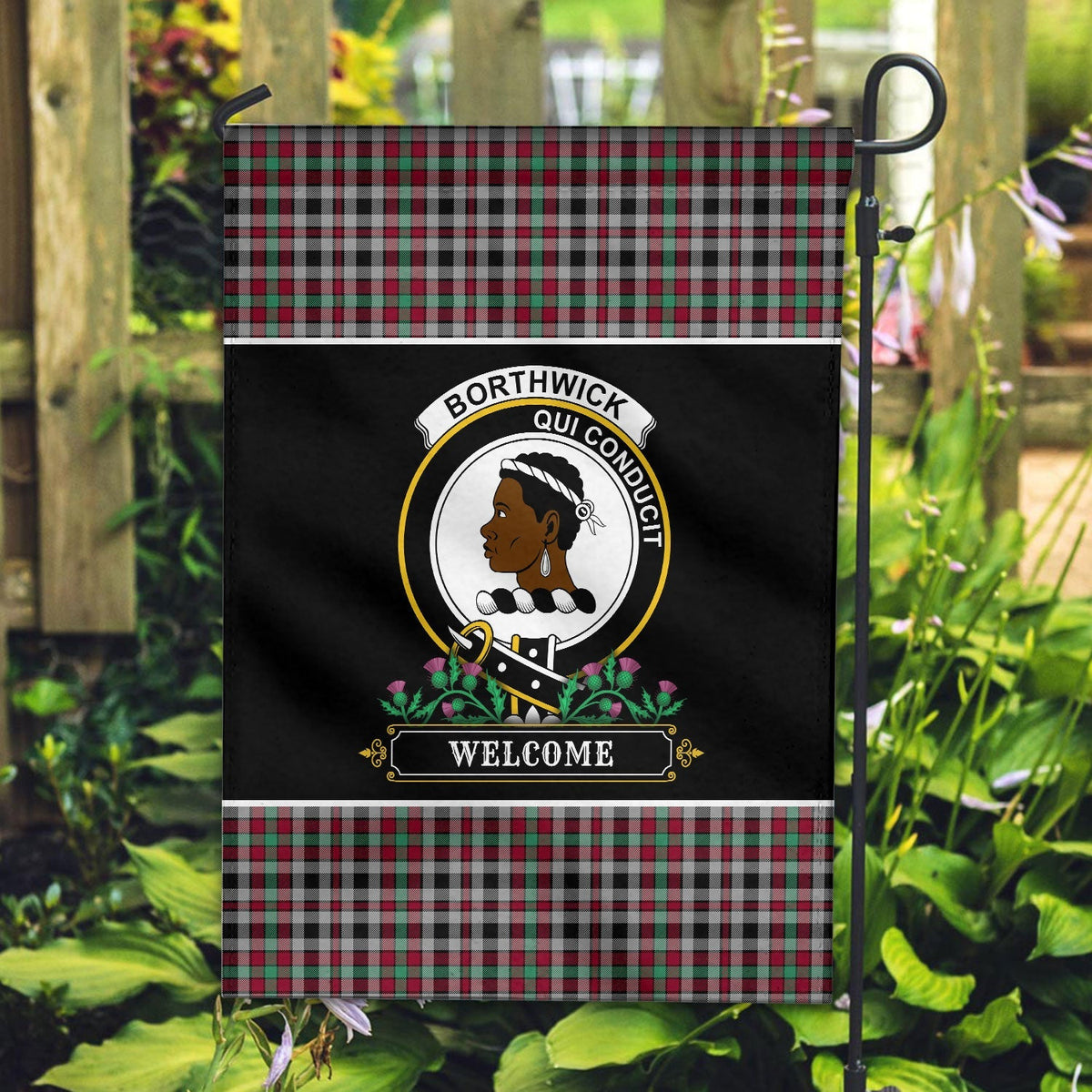 Clan Borthwick Ancient Tartan Crest Garden Flag  - Welcome  UP59 Clan Borthwick (Borthwick Tartan) Tartan Today   