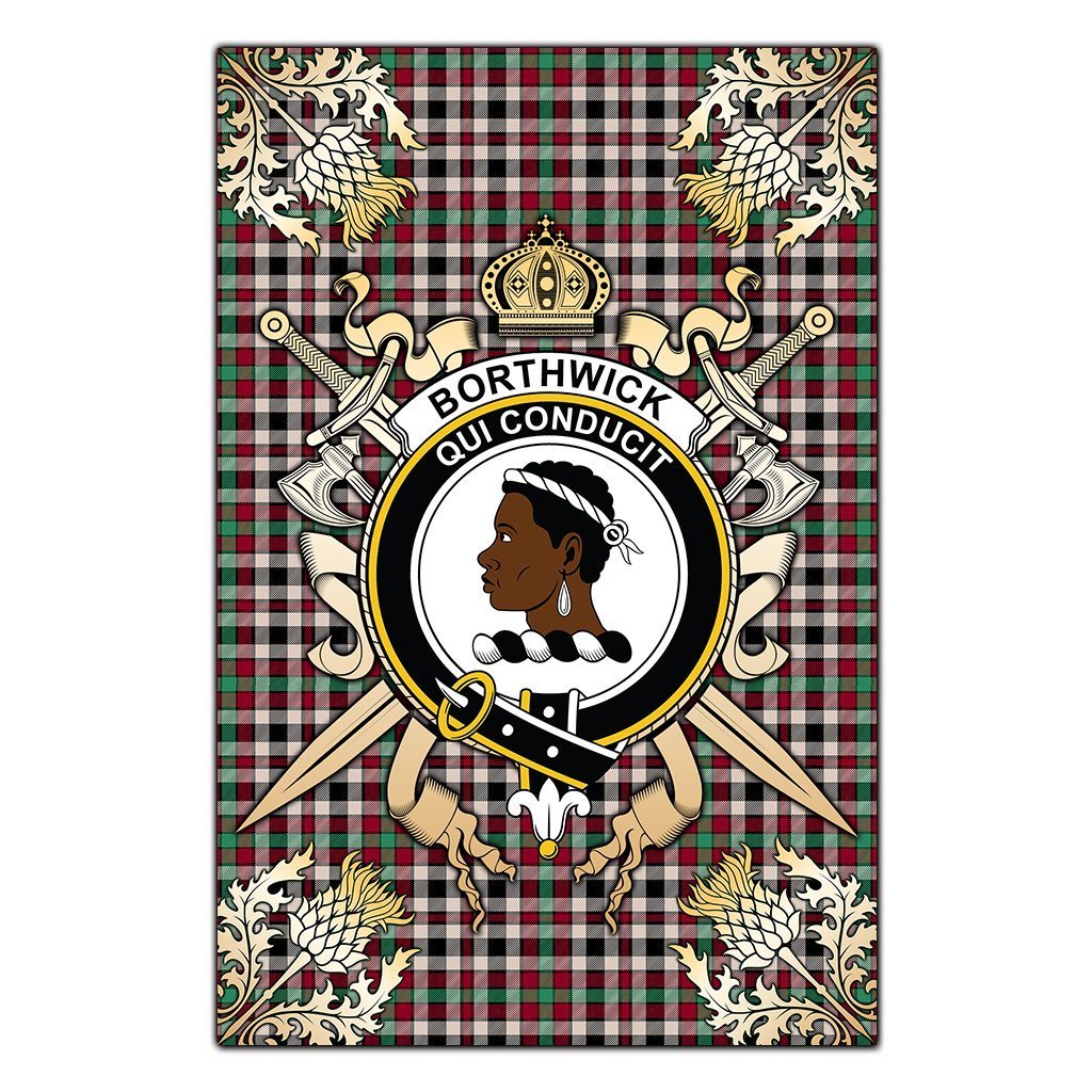 Clan Borthwick Dress Ancient Tartan Crest Black Garden Flag  - Gold Thistle  IA75 Clan Borthwick (Borthwick Tartan) Tartan Today   