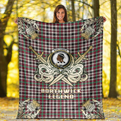 Clan Borthwick Dress Ancient Tartan Gold Courage Symbol Blanket HR37 Clan Borthwick (Borthwick Tartan) Tartan Today   