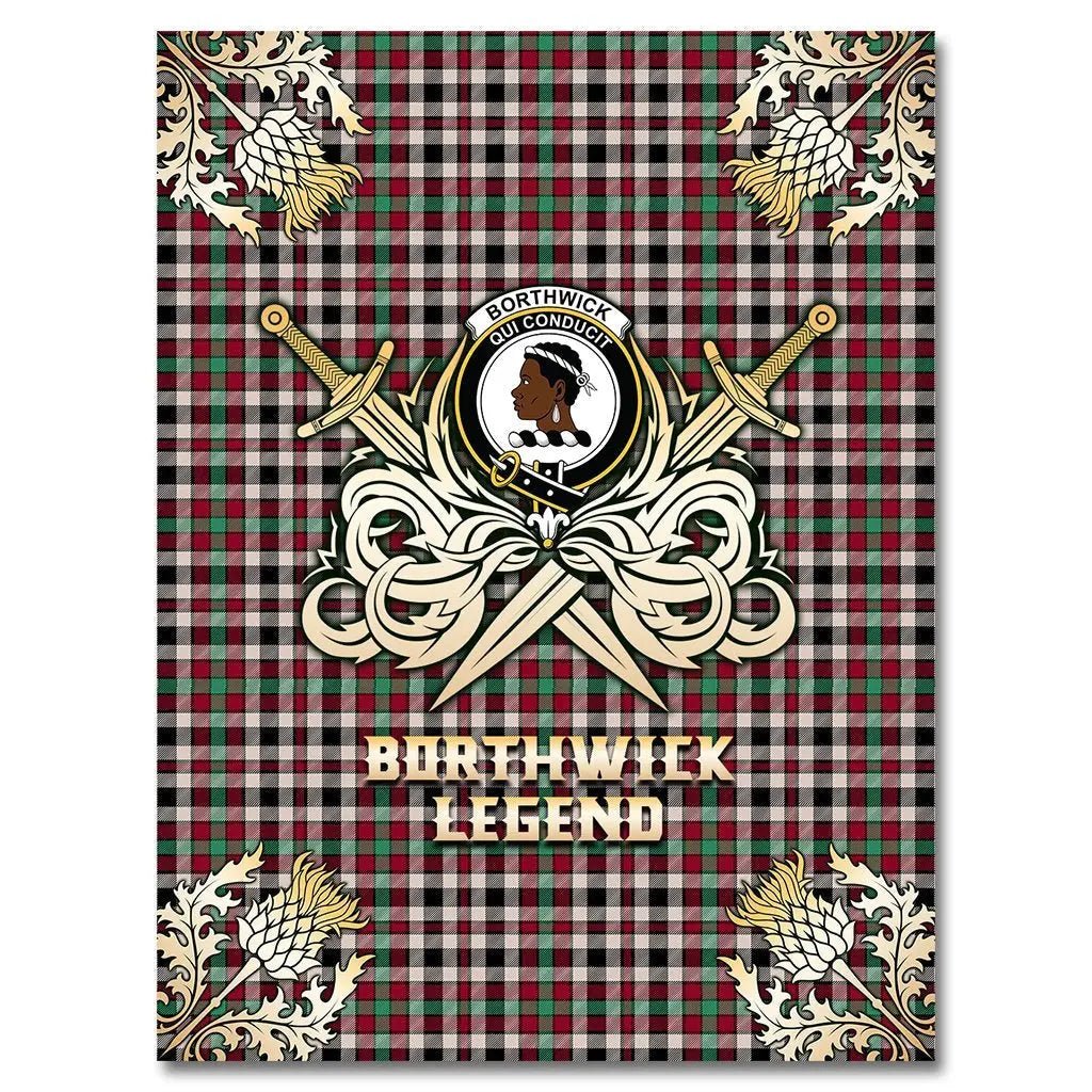 Clan Borthwick Dress Ancient Tartan Gold Courage Symbol Blanket HR37 Clan Borthwick (Borthwick Tartan) Tartan Today   