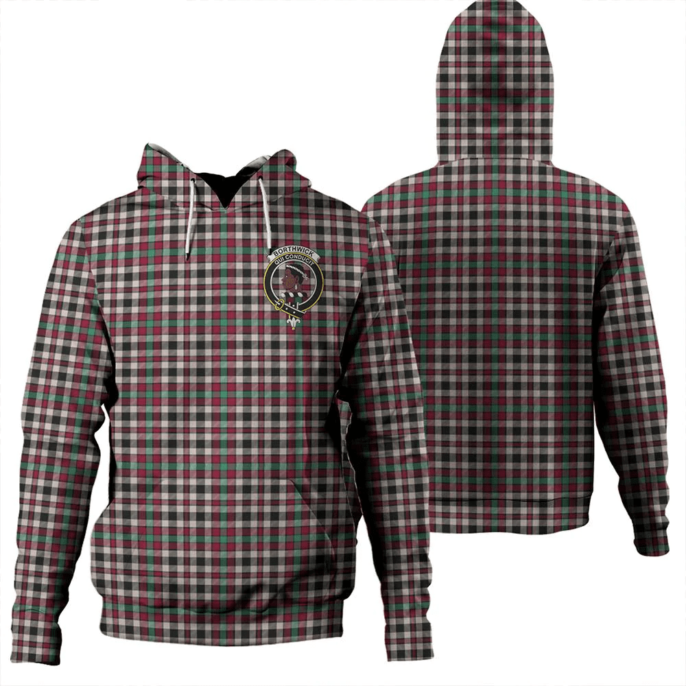 Clan Borthwick Dress Ancient Tartan Hoodie Crest VYTNFIUD-1 Clan Borthwick (Borthwick Tartan) Tartan Hoodies   