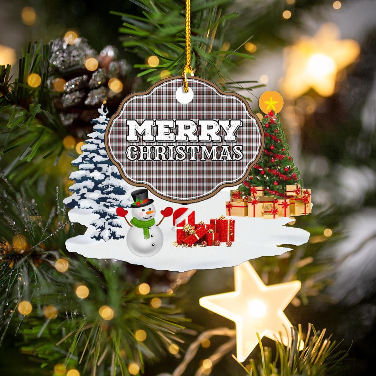 Clan Borthwick "Merry Christmas" Tartan Acrylic Ornament WV76 Borthwick Tartan Tartan Christmas   