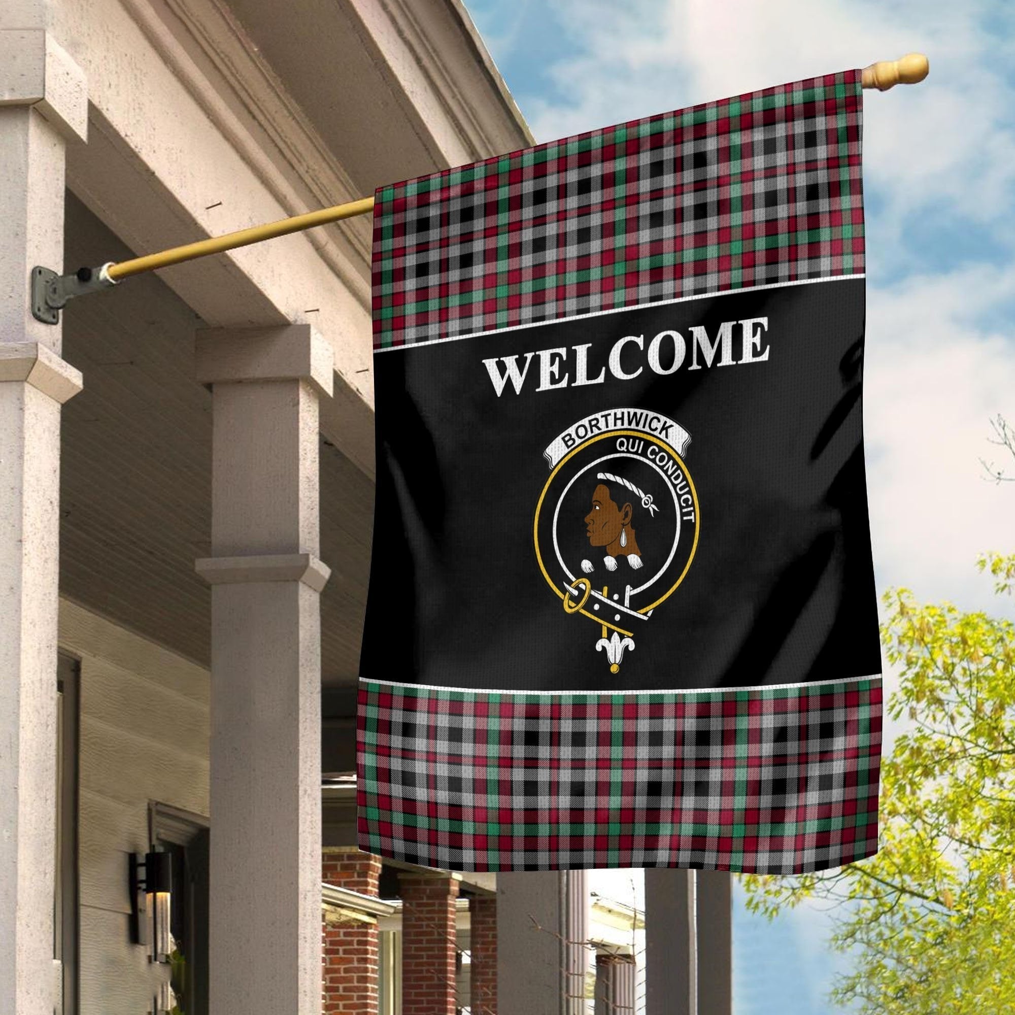 Clan Borthwick Tartan Crest Black Garden Flag WR50 Clan Borthwick (Borthwick Tartan) Tartan Today   