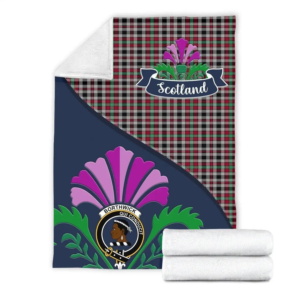 Clan Borthwick Tartan Crest Premium Blanket Thistle Style PA74 Clan Borthwick (Borthwick Tartan) Tartan Today   