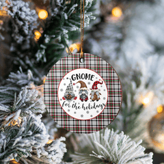 Clan Borthwick Tartan Gnome Round Ceramic Ornament VI46 Borthwick Tartan Tartan Christmas   