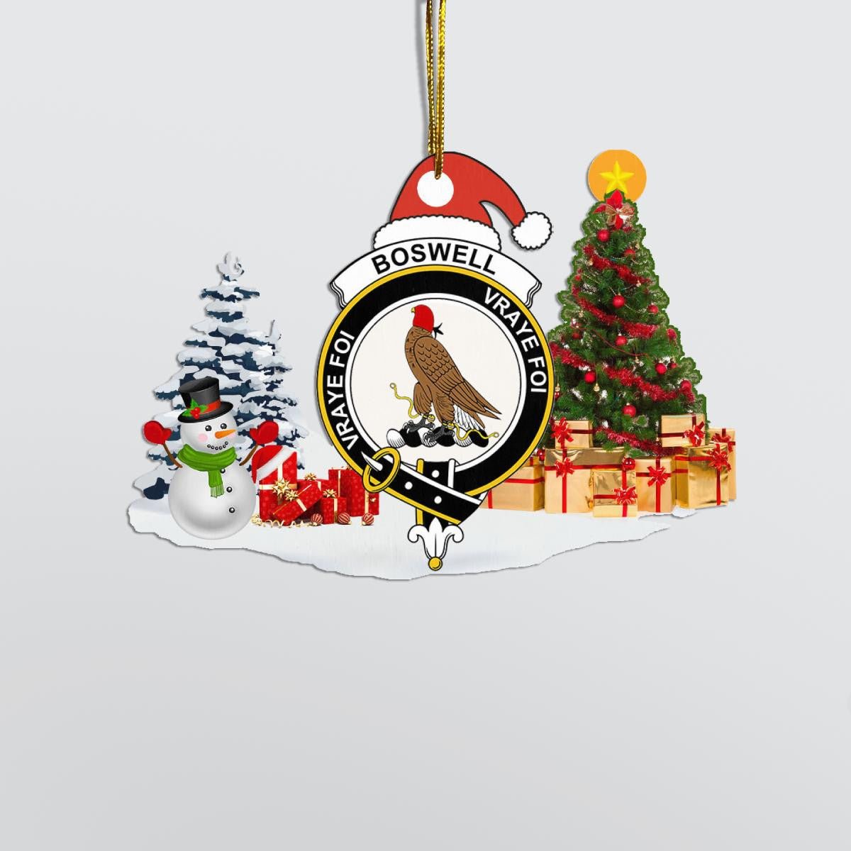 Clan Boswell Crest Tartan Acrylic Christmas Ornament OV94 Boswell Tartan Tartan Christmas   