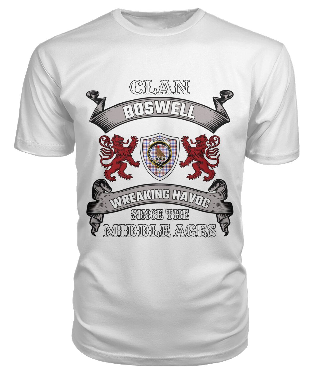 Clan Boswell Family Tartan 2D T-shirt YY86 Boswell Tartan Clan Tartan T-Shirt White S Boswell Tartan Clan