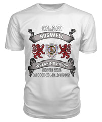 Clan Boswell Family Tartan 2D T-shirt YY86 Boswell Tartan Clan Tartan T-Shirt White S Boswell Tartan Clan