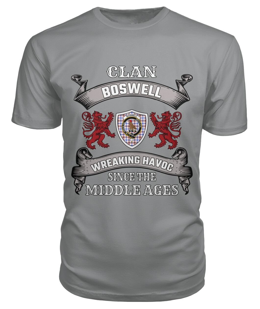 Clan Boswell Family Tartan 2D T-shirt YY86 Boswell Tartan Clan Tartan T-Shirt Storm Grey S Boswell Tartan Clan