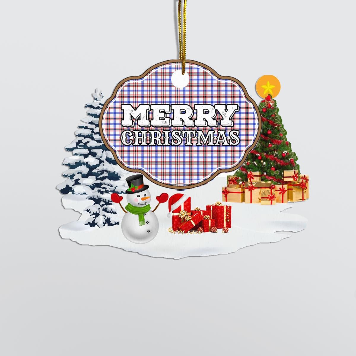 Clan Boswell Modern "Merry Christmas" Tartan Acrylic Ornament WC74 Boswell Modern Tartan Tartan Christmas   