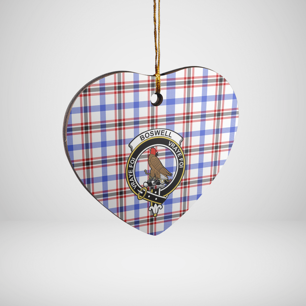 Clan Boswell Modern Tartan Crest Heart Ceramic Ornament WR53 Boswell Modern Tartan Tartan Christmas   