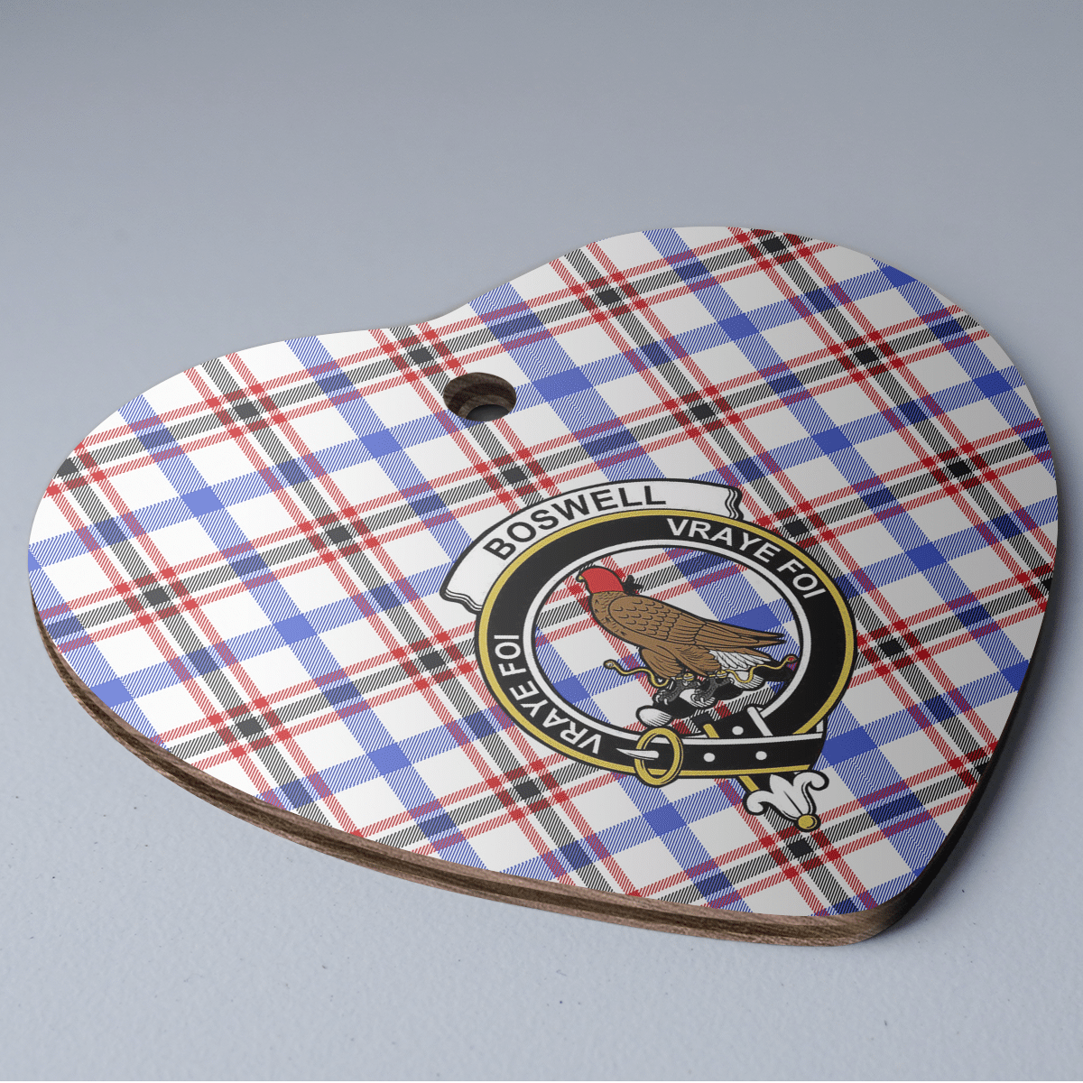 Clan Boswell Modern Tartan Crest Heart Ceramic Ornament WR53 Boswell Modern Tartan Tartan Christmas   