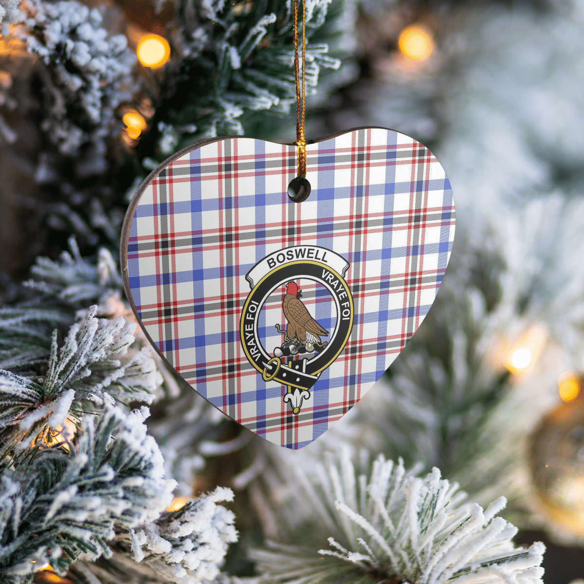 Clan Boswell Modern Tartan Crest Heart Ceramic Ornament WR53 Boswell Modern Tartan Tartan Christmas   