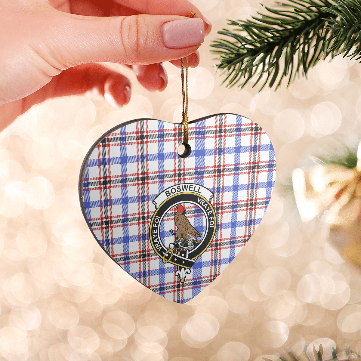 Clan Boswell Modern Tartan Crest Heart Ceramic Ornament WR53 Boswell Modern Tartan Tartan Christmas   