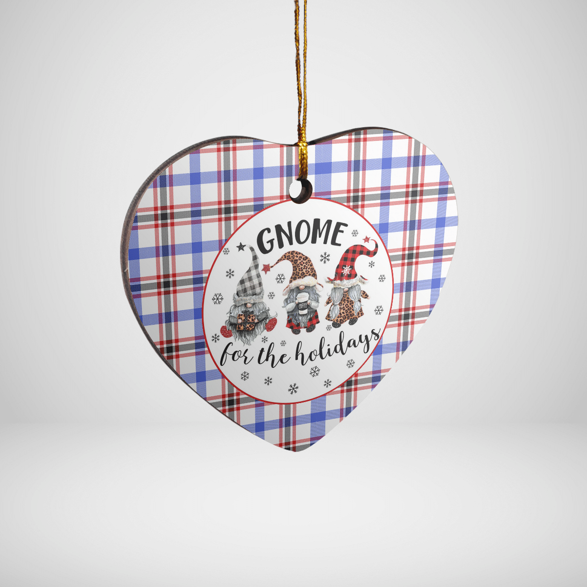 Clan Boswell Modern Tartan Gnome Heart Ceramic Ornament LA91 Boswell Modern Tartan Gnome Tartan Christmas   