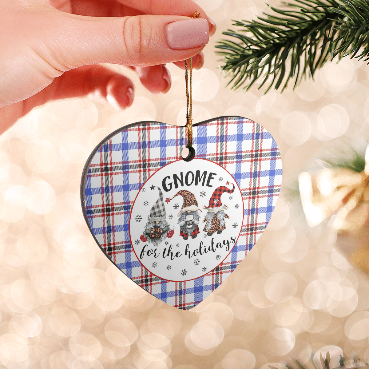 Clan Boswell Modern Tartan Gnome Heart Ceramic Ornament LA91 Boswell Modern Tartan Gnome Tartan Christmas   