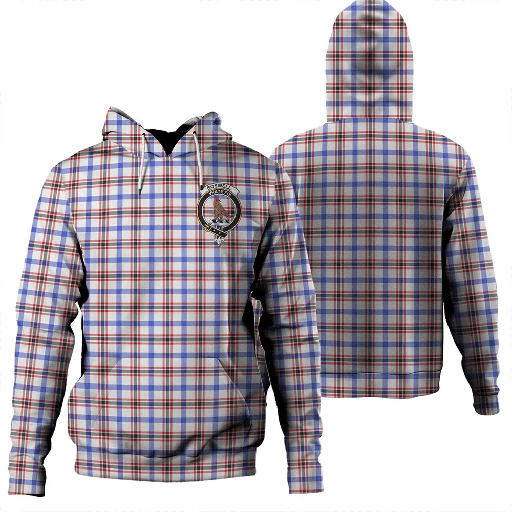 Clan Boswell Modern Tartan Hoodie Crest 5FHAAMH7-1 Boswell Modern Tartan Hoodies   