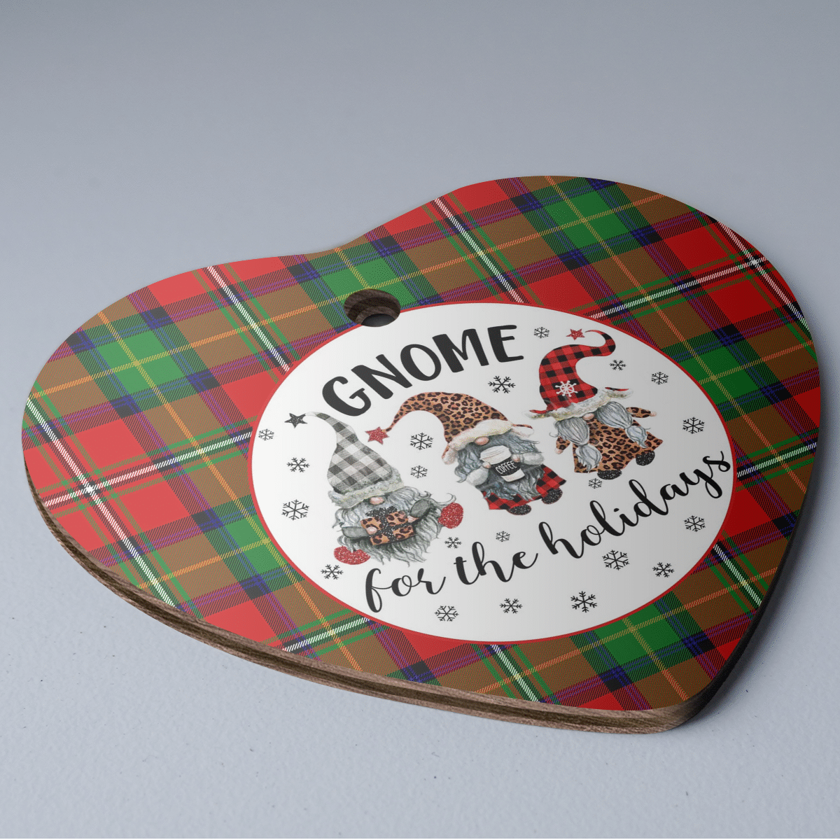 Clan Boyd Modern Tartan Gnome Heart Ceramic Ornament VT53 Boyd Modern Tartan Gnome Tartan Christmas   