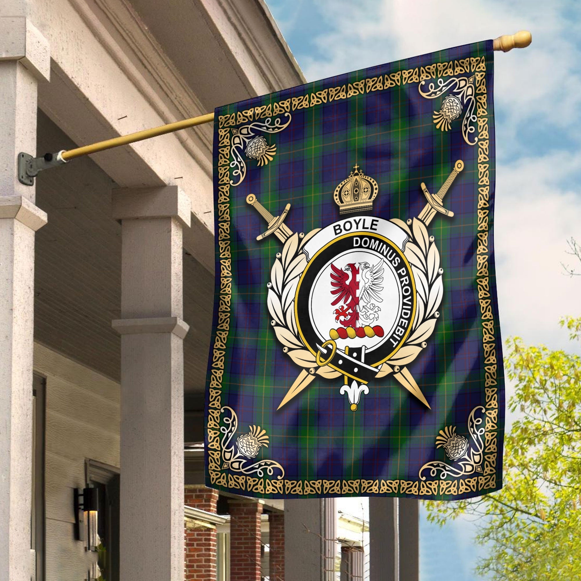 Clan Boyle Tartan Crest Garden Flag  - Celtic Thistle  YT94 Clan Boyle Tartan Today   