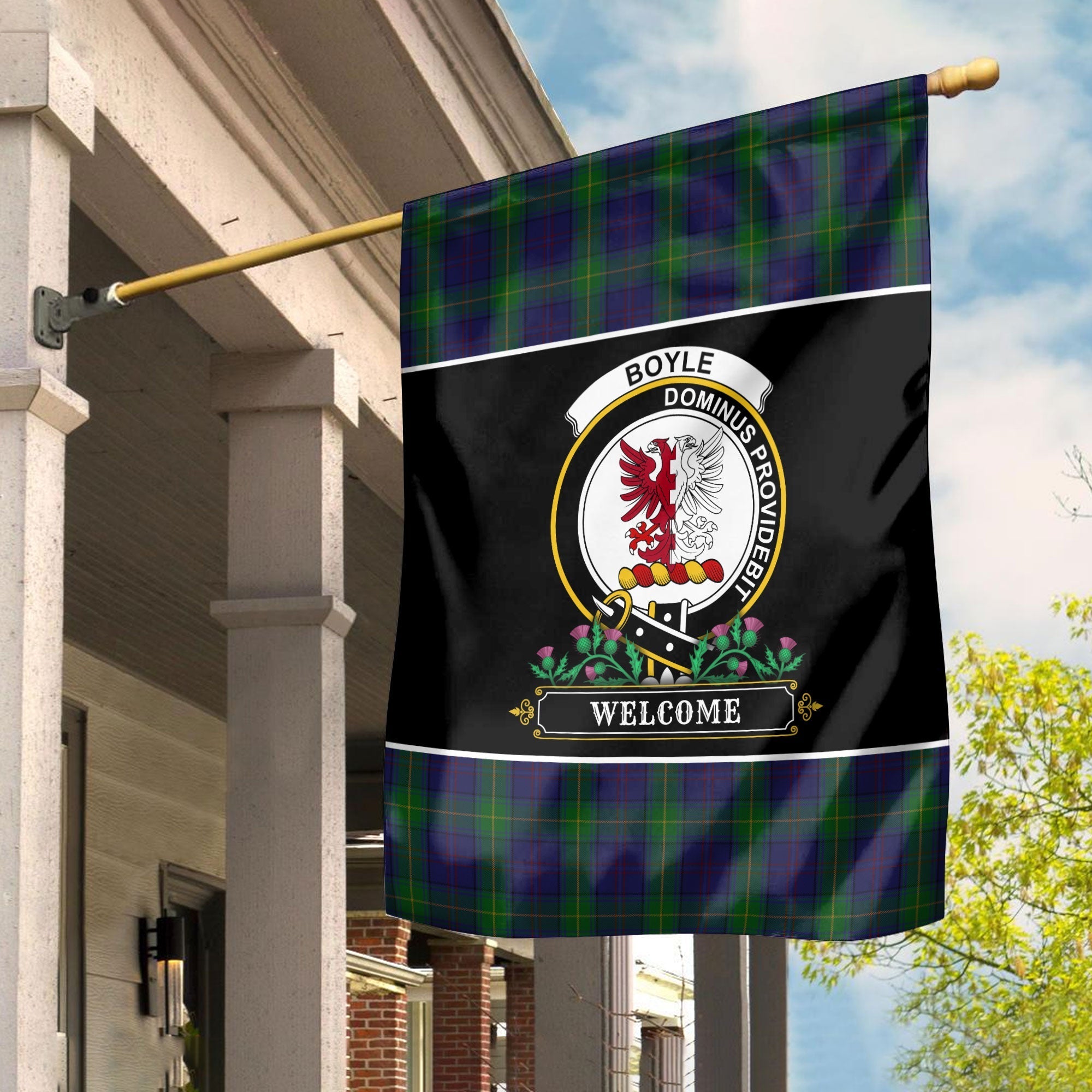 Clan Boyle Tartan Crest Garden Flag  - Welcome  KG55 Clan Boyle Tartan Today   