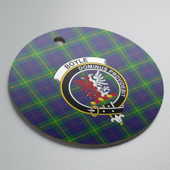 Clan Boyle Tartan Crest Round Ceramic Ornament TZ28 Boyle Tartan Tartan Christmas   