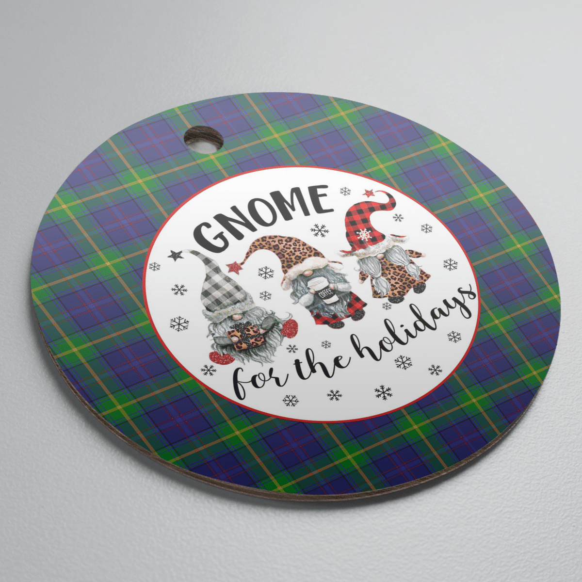 Clan Boyle Tartan Gnome Round Ceramic Ornament MQ30 Boyle Tartan Tartan Christmas   