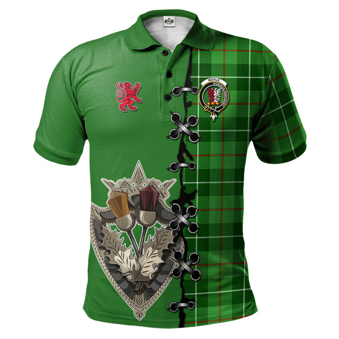 Clan Boyle Tartan Polo Shirt - Lion Rampant And Celtic Thistle Style LA64 Boyle Tartan Tartan Polo   