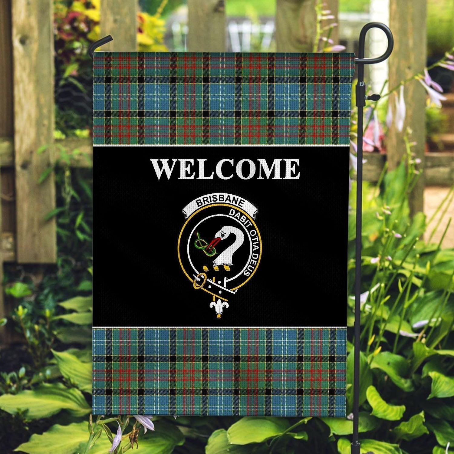 Clan Brisbane Tartan Crest Black Garden Flag EB44 Clan Brisbane Tartan Today   