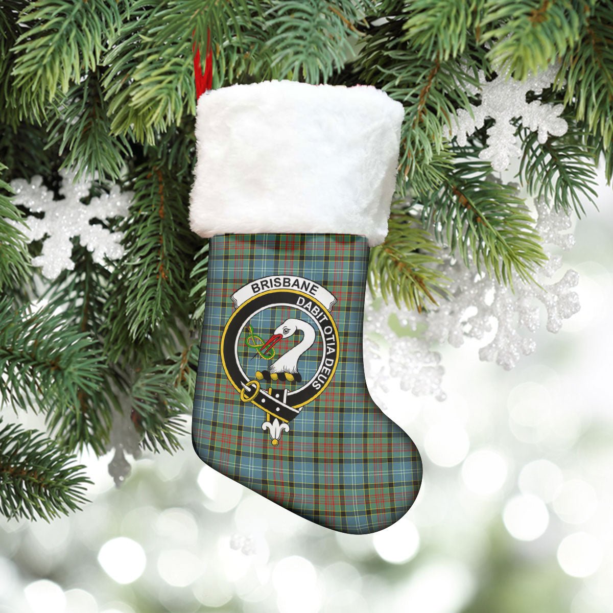 Clan Brisbane Tartan Crest Christmas Stocking XE67 Brisbane Tartan Tartan Stocking   