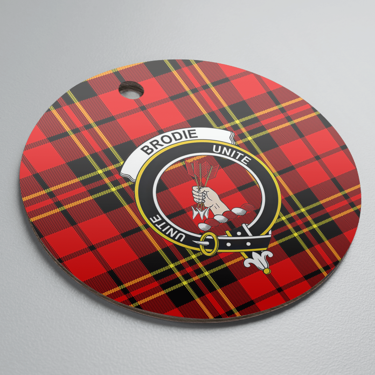 Clan Brodie Modern Tartan Crest Round Ceramic Ornament YL72 Brodie Modern Tartan Tartan Christmas   