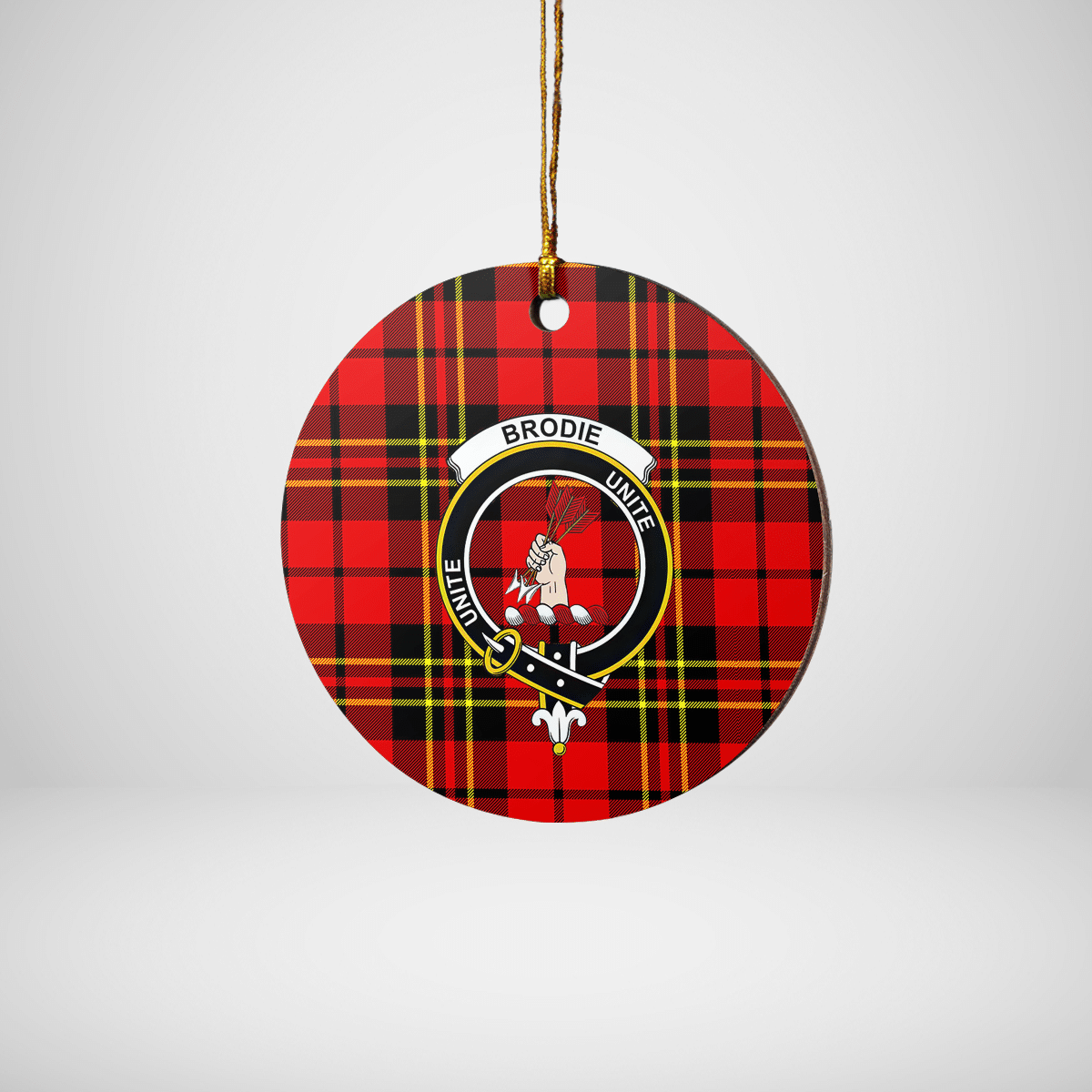 Clan Brodie Modern Tartan Crest Round Ceramic Ornament YL72 Brodie Modern Tartan Tartan Christmas   