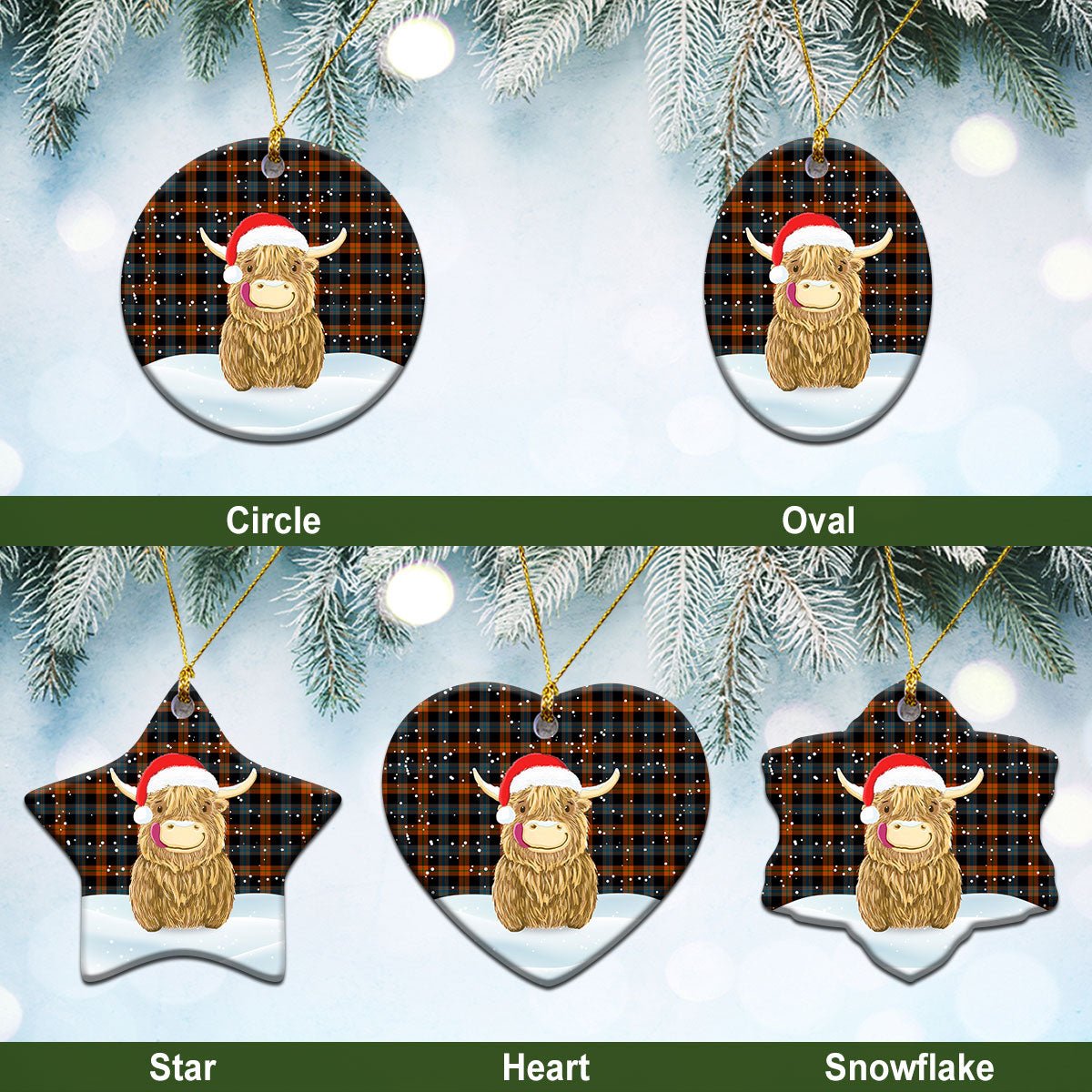 Clan Broun Ancient Tartan Christmas Ceramic Ornament Highland Cows Style XS89 Broun Ancient Tartan Tartan Ornament   