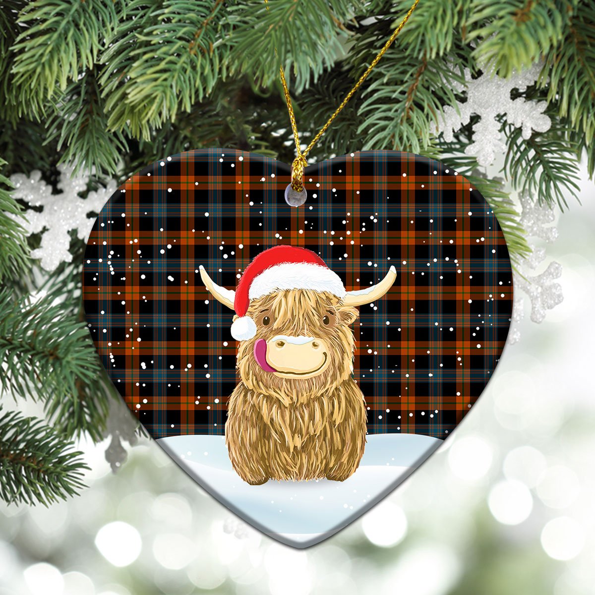 Clan Broun Ancient Tartan Christmas Ceramic Ornament Highland Cows Style XS89 Broun Ancient Tartan Tartan Ornament   