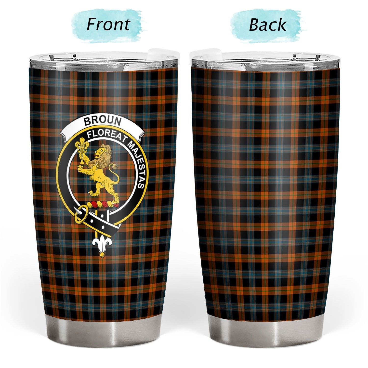 Clan Broun Ancient Tartan Crest Tumbler XO19 Clan Brown / Broun Tartan Today   