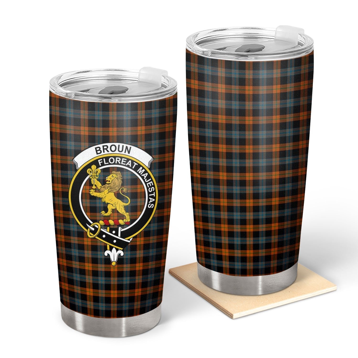 Clan Broun Ancient Tartan Crest Tumbler XO19 Clan Brown / Broun Tartan Today   