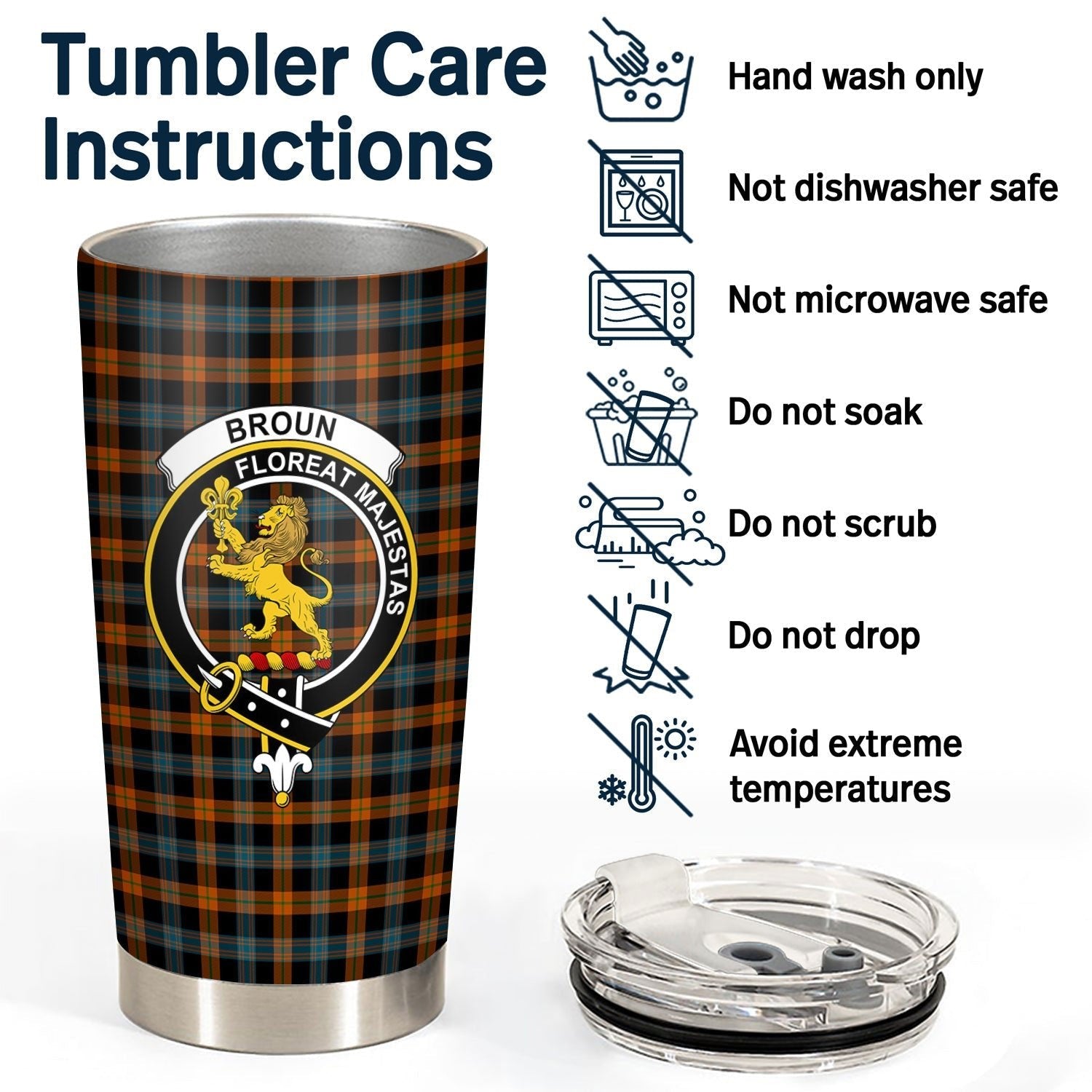 Clan Broun Ancient Tartan Crest Tumbler XO19 Clan Brown / Broun Tartan Today   