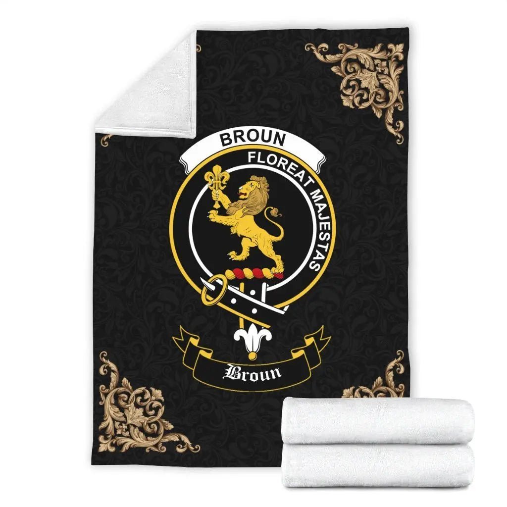 Clan Broun Crest Tartan Premium Blanket Black QJ85 Clan Brown / Broun Tartan Today   