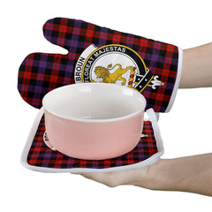 Clan Broun Modern Tartan Crest Oven Mitt And Pot Holder (2 Oven Mitts + 1 Pot Holder) QA53 Clan Brown / Broun Tartan Today   