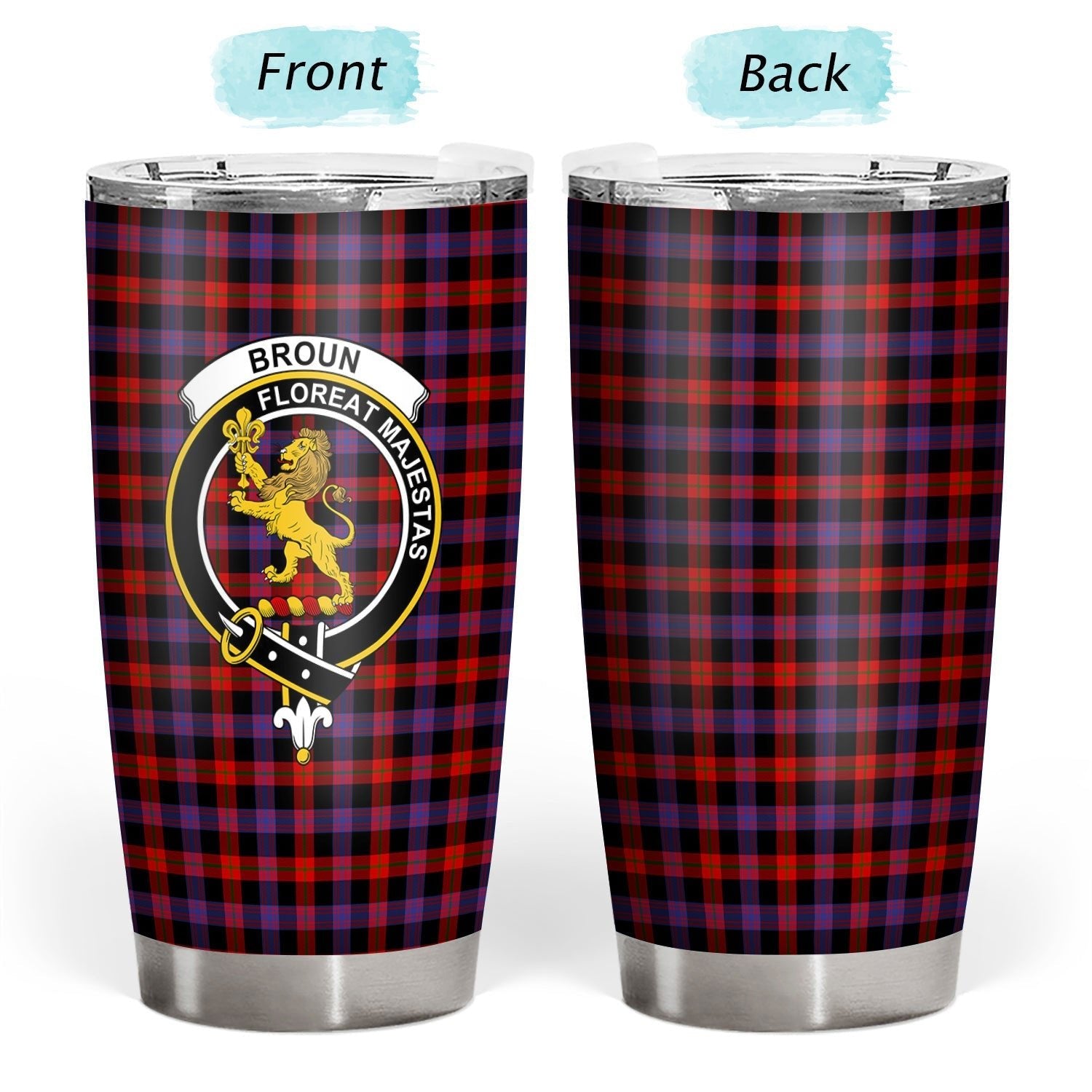 Clan Broun Modern Tartan Crest Tumbler SR95 Clan Brown / Broun Tartan Today   