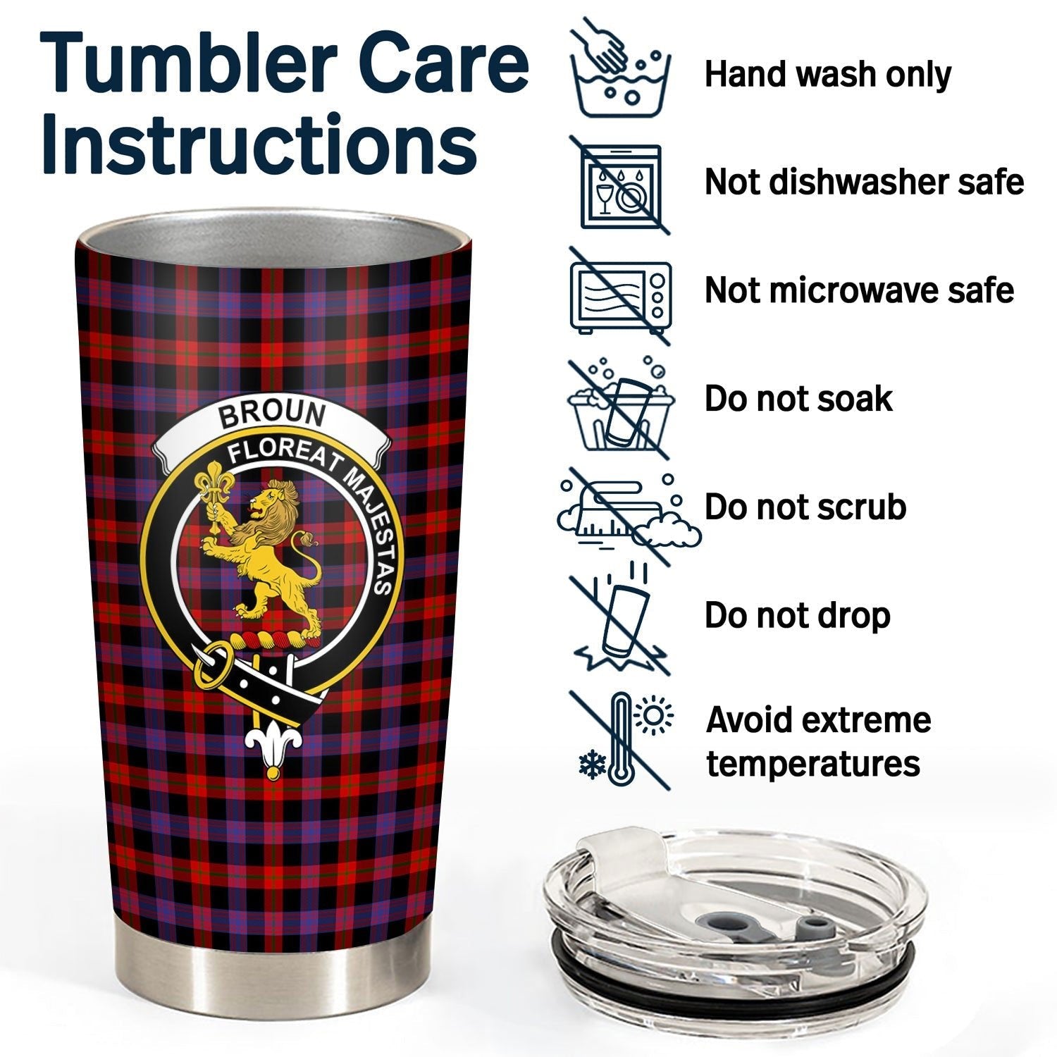 Clan Broun Modern Tartan Crest Tumbler SR95 Clan Brown / Broun Tartan Today   