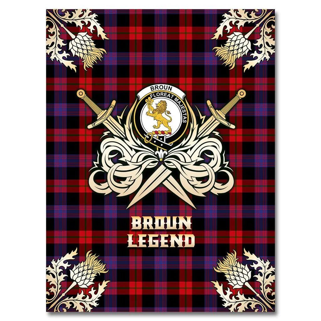 Clan Broun Modern Tartan Gold Courage Symbol Blanket RA67 Clan Brown / Broun Tartan Today   